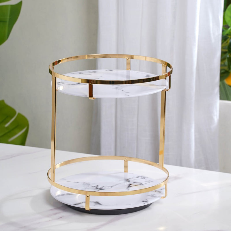Two Tier Rotating Round Storage Rack
