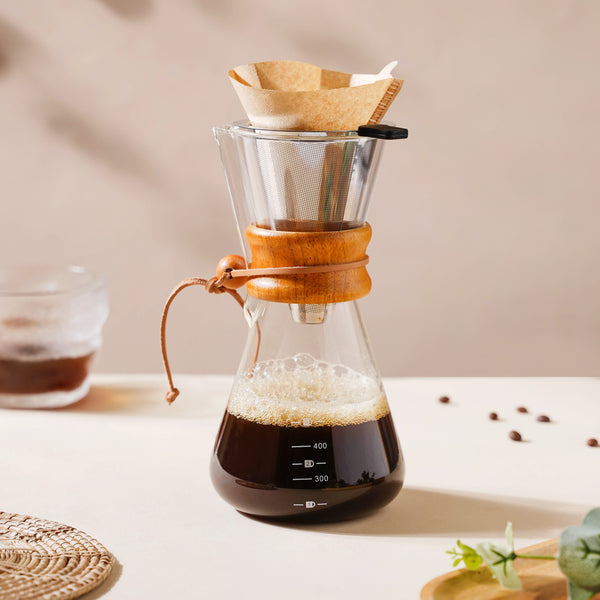 Pour Over Drip Coffee Maker With Wooden Collar