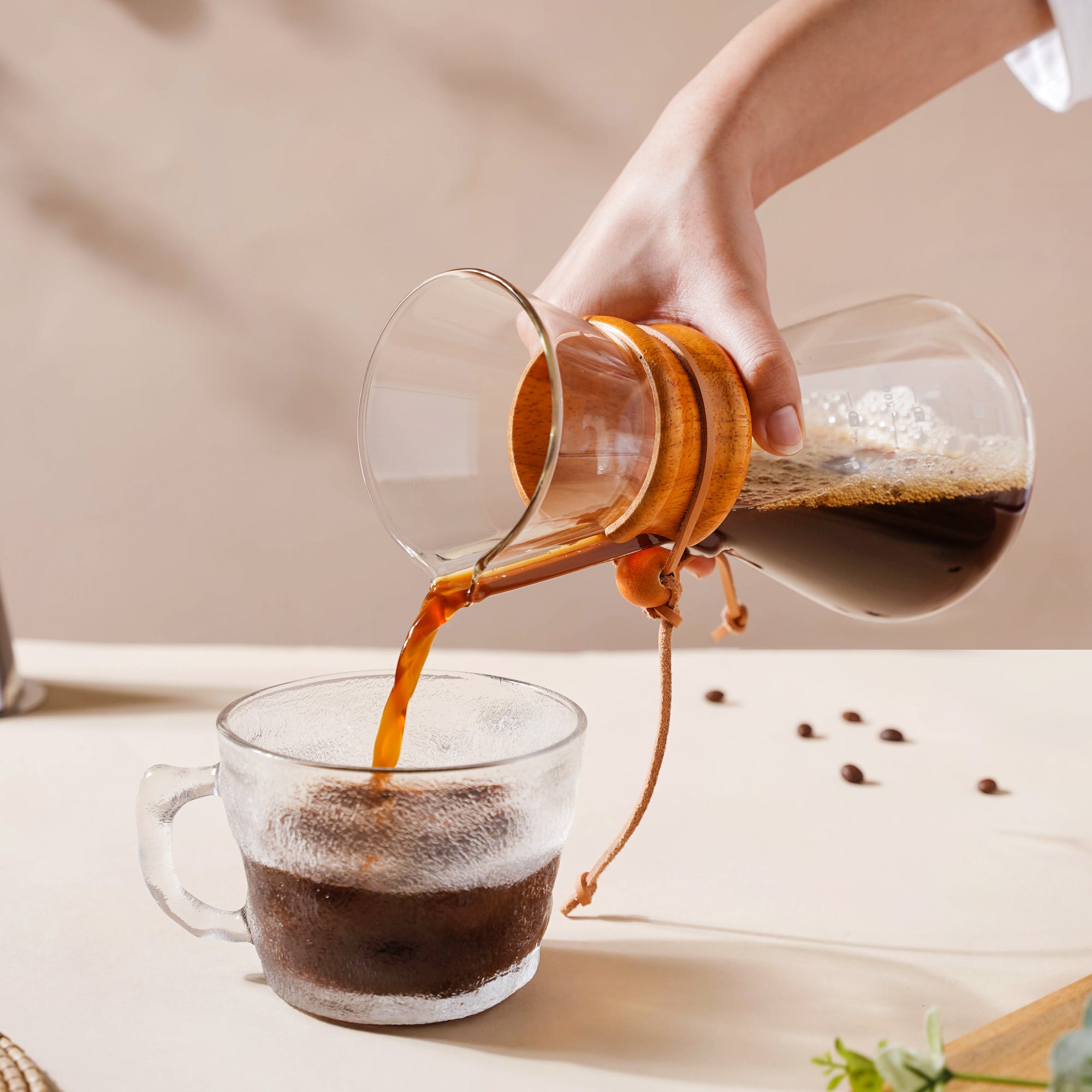 Pour Over Drip Coffee Maker With Wooden Collar Online Premium