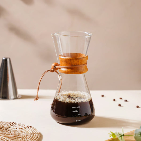 Pour Over Drip Coffee Maker With Wooden Collar- Coffee filter, coffee pot, coffee strainer | Coffee Pot and Filter for Dining table & Home decor