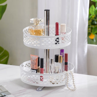 Rotating Metal Storage Rack White - Kitchen Organiser