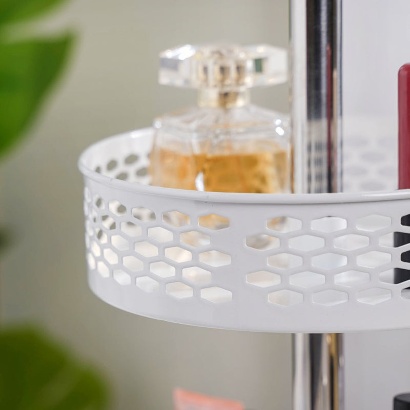 Rotating Metal Storage Rack White - Kitchen Organiser