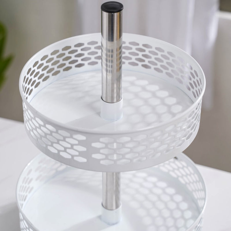 Rotating Metal Storage Rack White - Kitchen Organiser