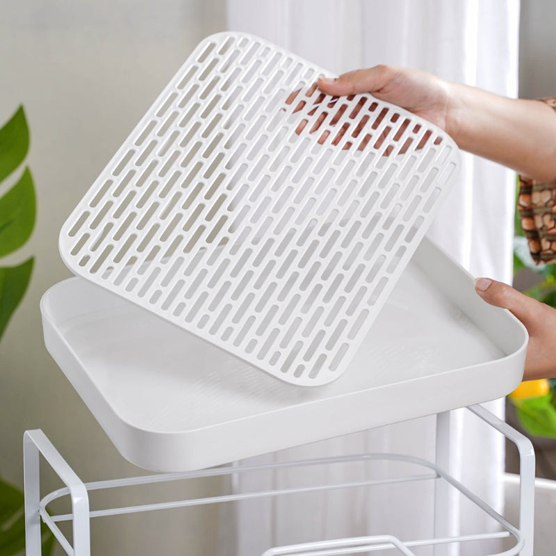 Double Decker Metal Organiser Rack White - Kitchen Organiser