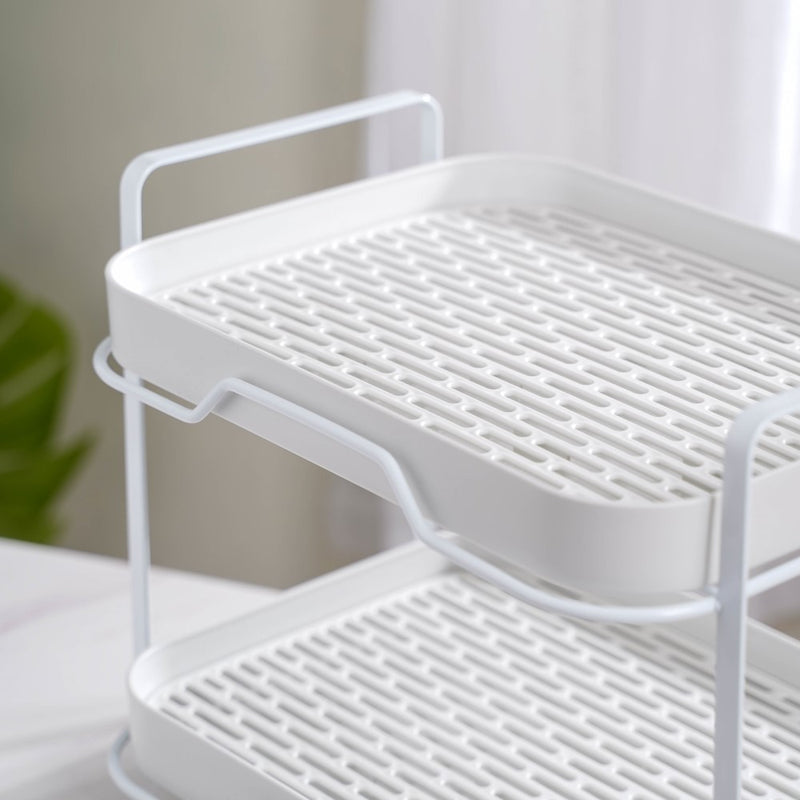 Double Decker Metal Organiser Rack White - Kitchen Organiser