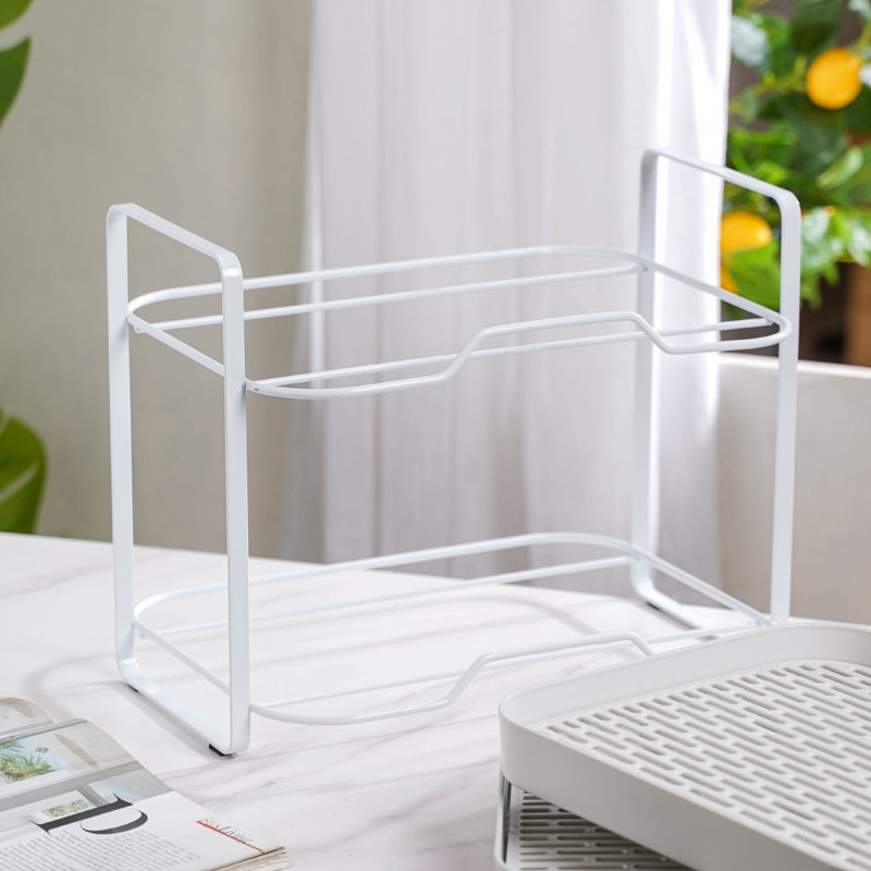Double Decker Metal Organiser Rack White - Kitchen Organiser