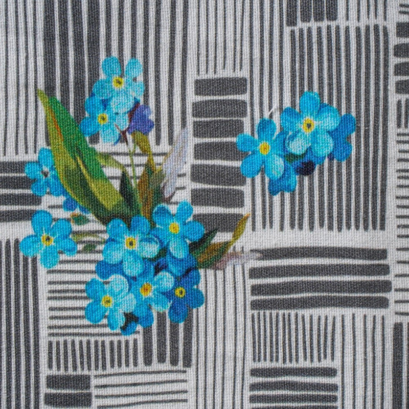 Bluebell Floral Dining Cotton Printed Table Mat Grey Set Of 2