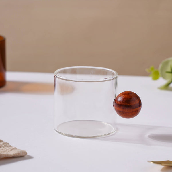 Clear Glass Mug With Knob Handle Small