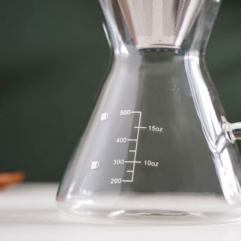 V60 Stainless Steel Coffee Filter With Pot 650ml - Coffee pot, steel coffee filter, glass pot | Glass pot with filter for Dining table & Home decor