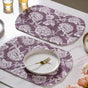 Baroque Peony Printed Cotton Table Mat Maroon Set Of 2