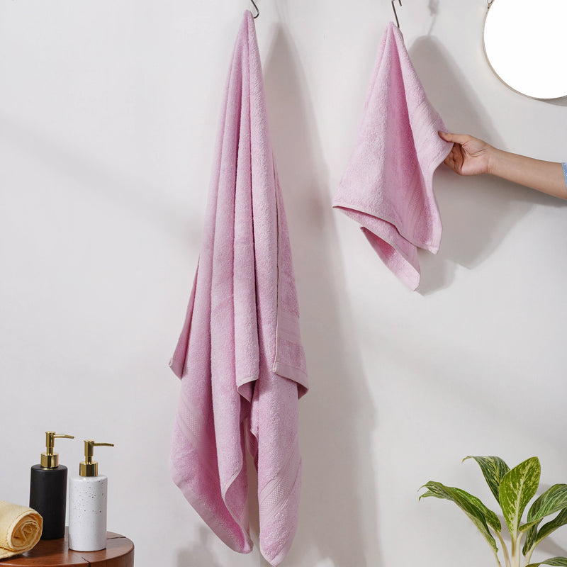 Salty Sea Bamboo Blend Pink Towel Set of 2