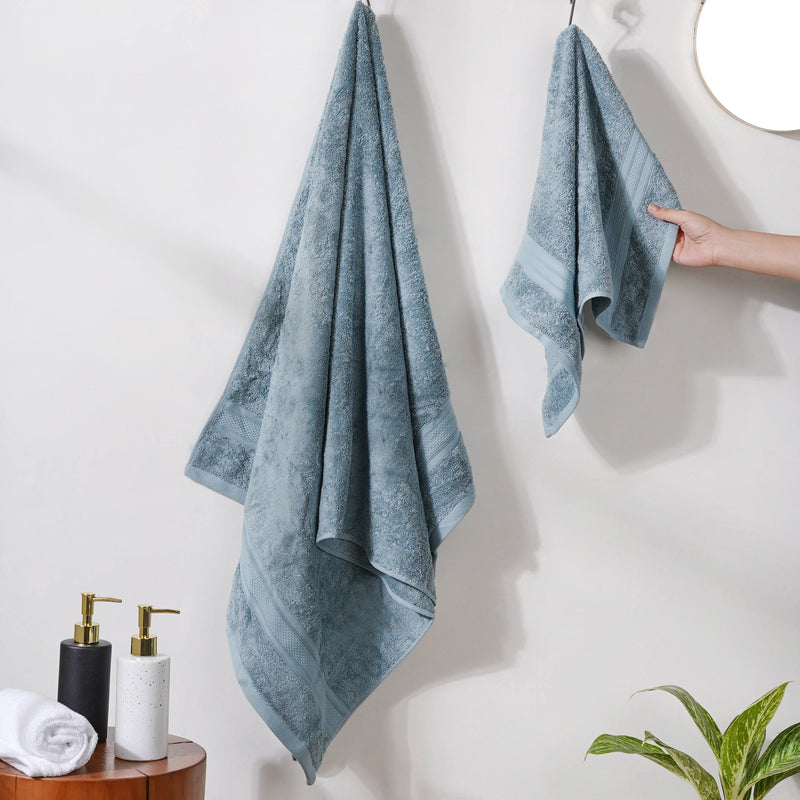 Beach Side Bamboo Blend Blue Towel Set of 2