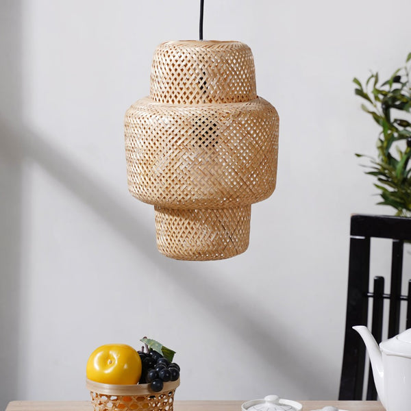 Bamboo Cylindrical Ceiling Lampshade 12 Inch