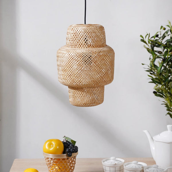 Bamboo Cylindrical Ceiling Lampshade 12 Inch