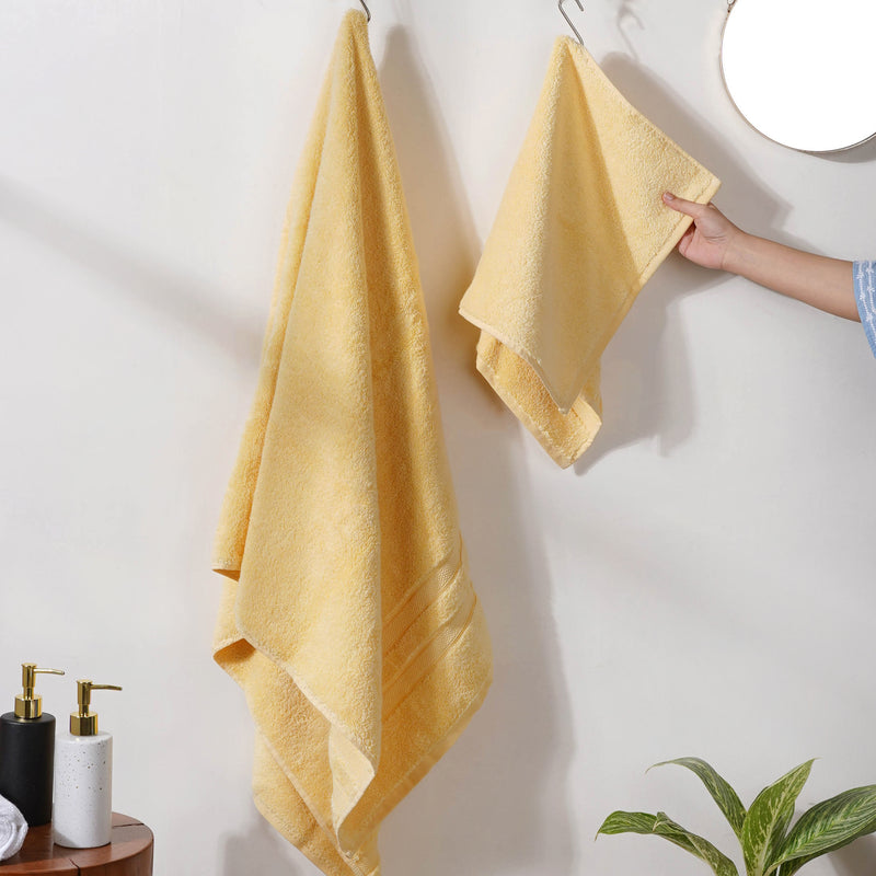 Sunshine Yellow 100% Organic Cotton Towel Set of 2