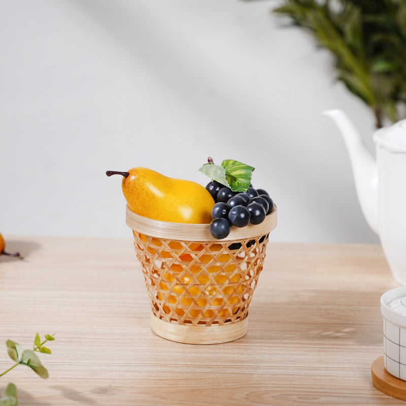 Round Patterned Bamboo Utility Basket - Basket | Wicker basket