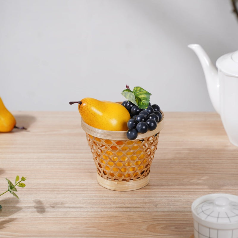 Round Patterned Bamboo Utility Basket - Basket | Wicker basket