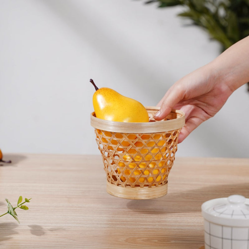 Round Patterned Bamboo Utility Basket - Basket | Wicker basket