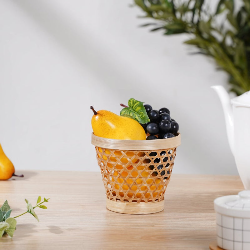 Round Patterned Bamboo Utility Basket - Basket | Wicker basket