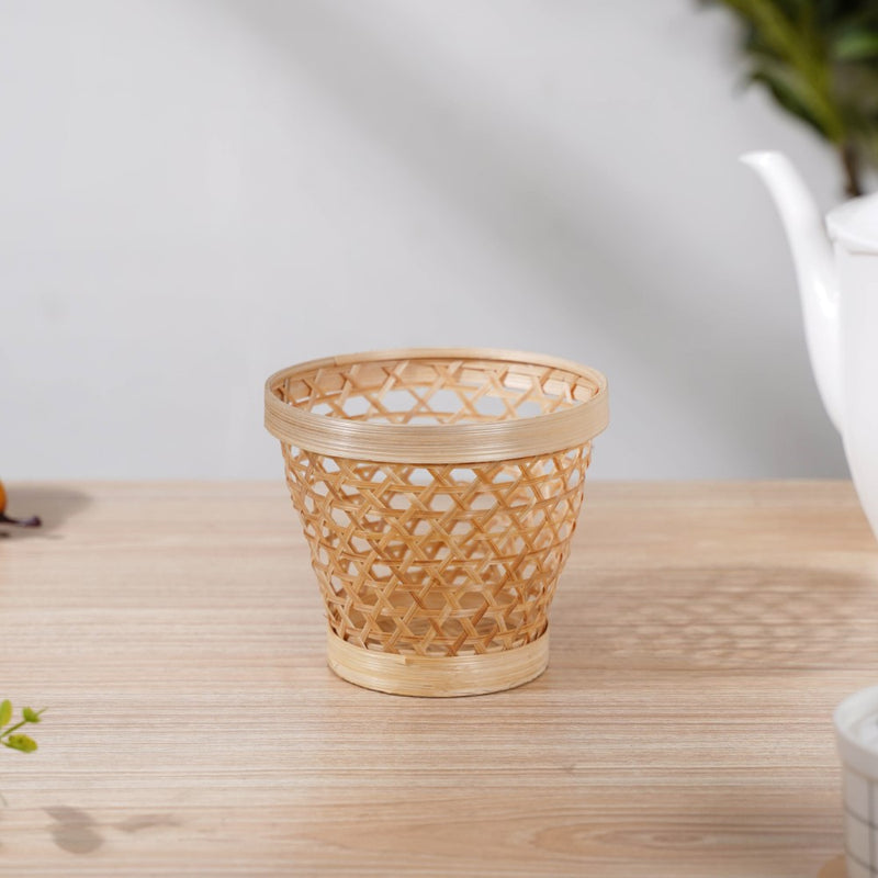 Round Patterned Bamboo Utility Basket - Basket | Wicker basket