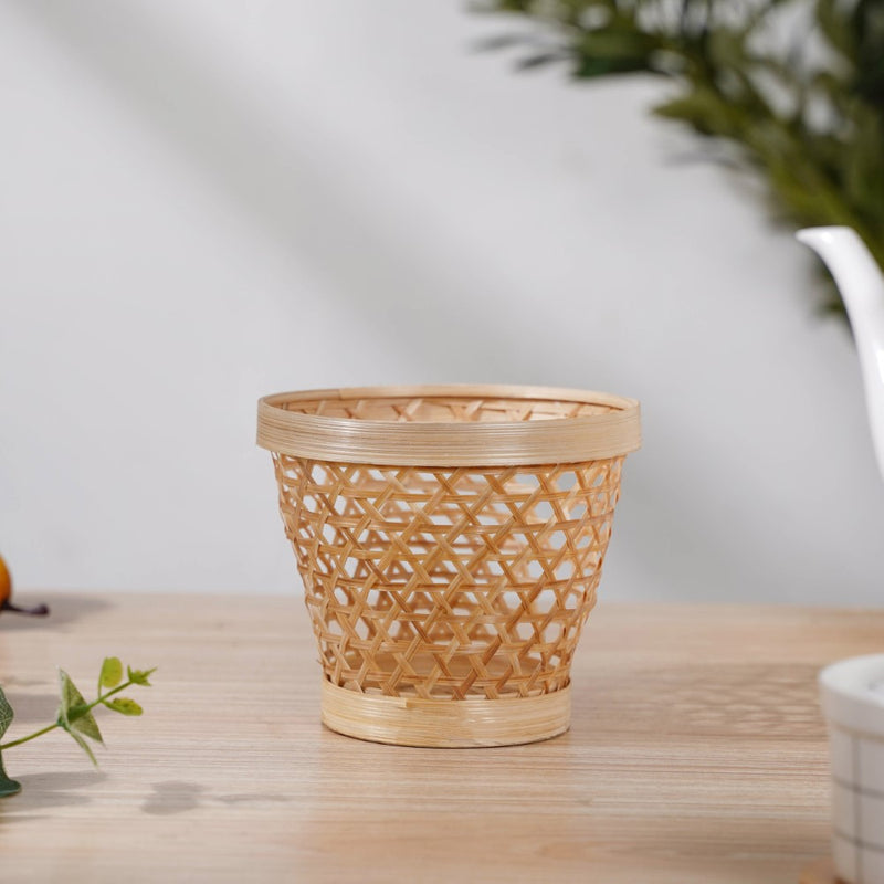 Round Patterned Bamboo Utility Basket - Basket | Wicker basket