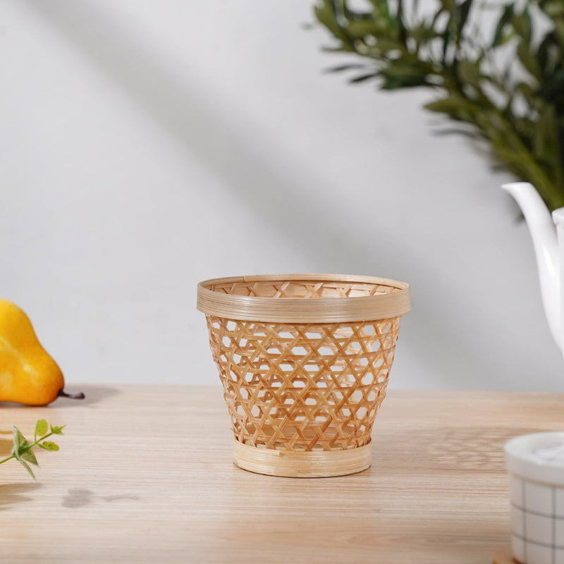 Round Patterned Bamboo Utility Basket - Basket | Wicker basket