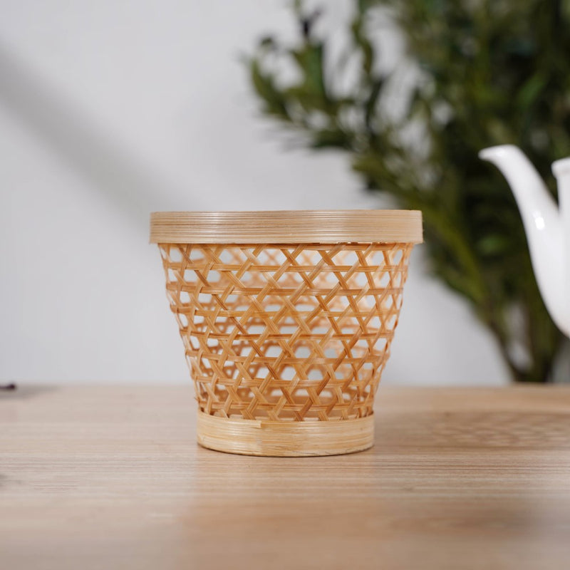 Round Patterned Bamboo Utility Basket - Basket | Wicker basket