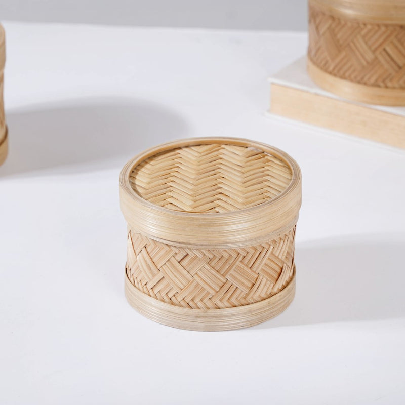 Hand Woven Round Bamboo Storage Basket Set of 3 - Basket | Organizer