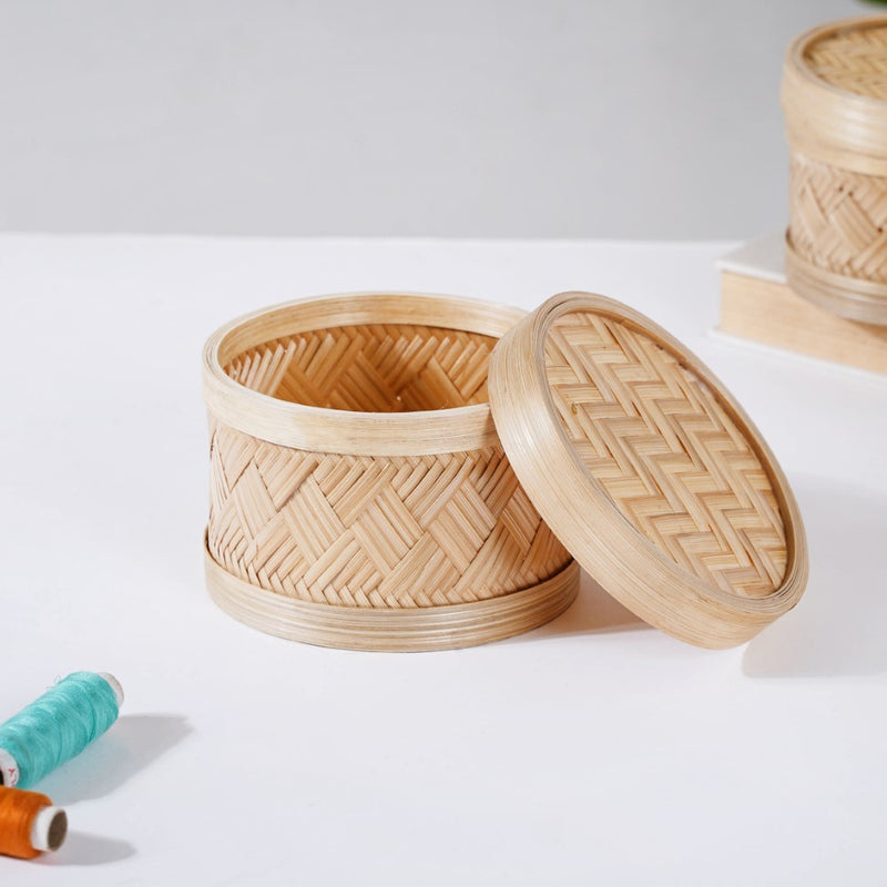 Hand Woven Round Bamboo Storage Basket Set of 3 - Basket | Organizer