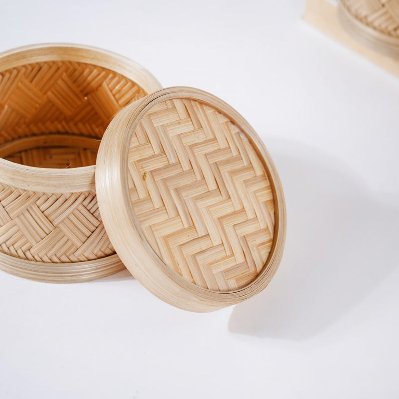 Hand Woven Round Bamboo Storage Basket Set of 3 - Basket | Organizer