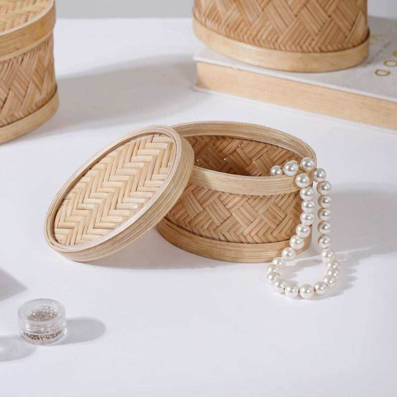 Hand Crafted Oval Bamboo Storage Basket Set of 3 - Basket | Organizer