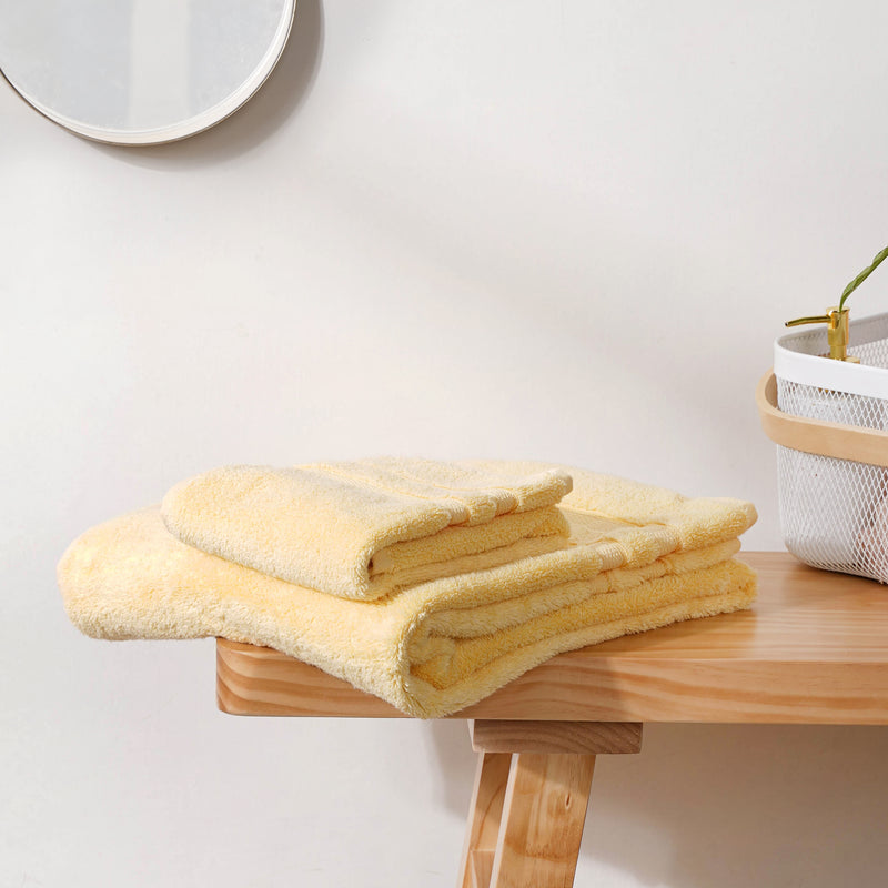 Sunshine Yellow 100% Organic Cotton Towel Set of 2