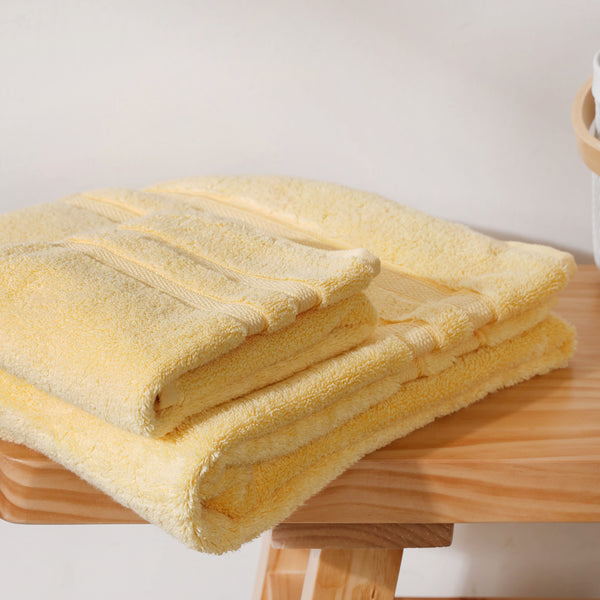 Sunshine Yellow 100% Organic Cotton Towel Set of 2