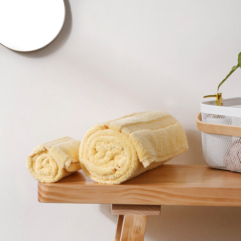 Sunshine Yellow 100% Organic Cotton Towel Set of 2