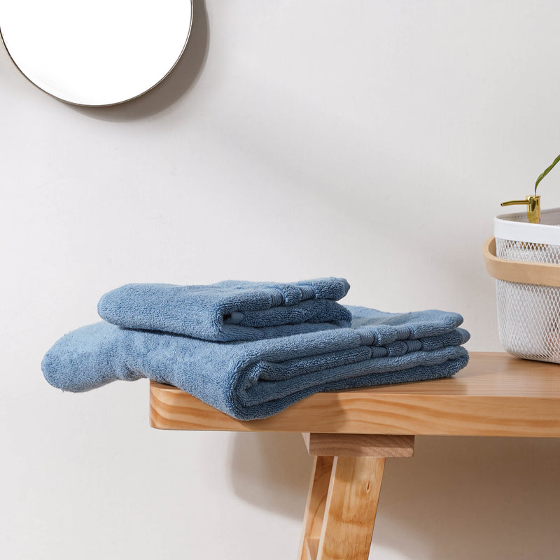 Bubbly Blue 100% Organic Cotton Towel Set of 2