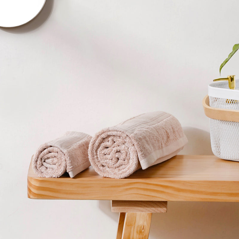 Fresh Spring Bamboo Blend Beige Towel Set of 2