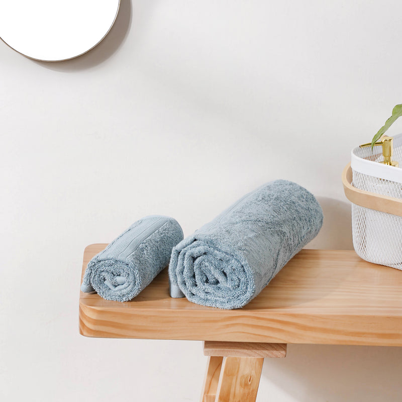 Beach Side Bamboo Blend Blue Towel Set of 2