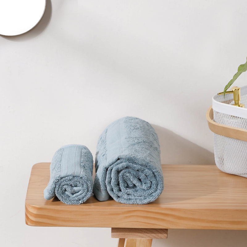 Beach Side Bamboo Blend Blue Towel Set of 2