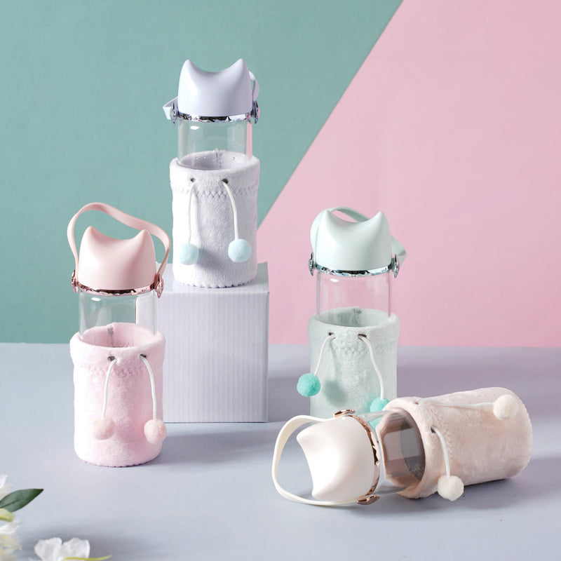 Cat Ear Water Bottle - Water bottle, glass bottle, cute water bottle | Bottle for Travelling