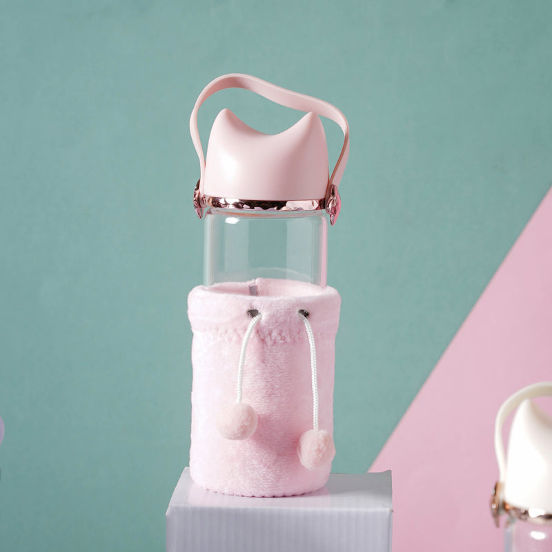 Cat Ear Water Bottle - Water bottle, glass bottle, cute water bottle | Bottle for Travelling