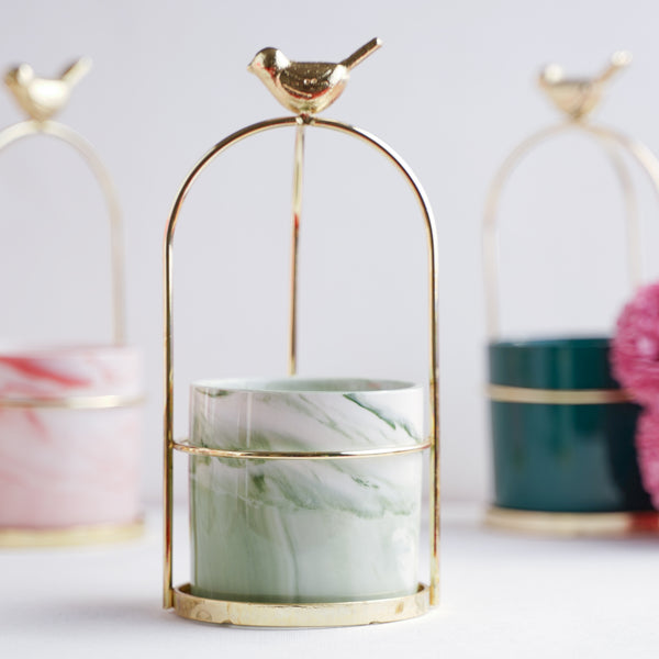 Marble Bird Planter - Flower vase for home decor, office and gifting | Home decoration items