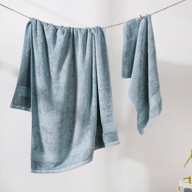 Beach Side Bamboo Blend Blue Towel Set of 2