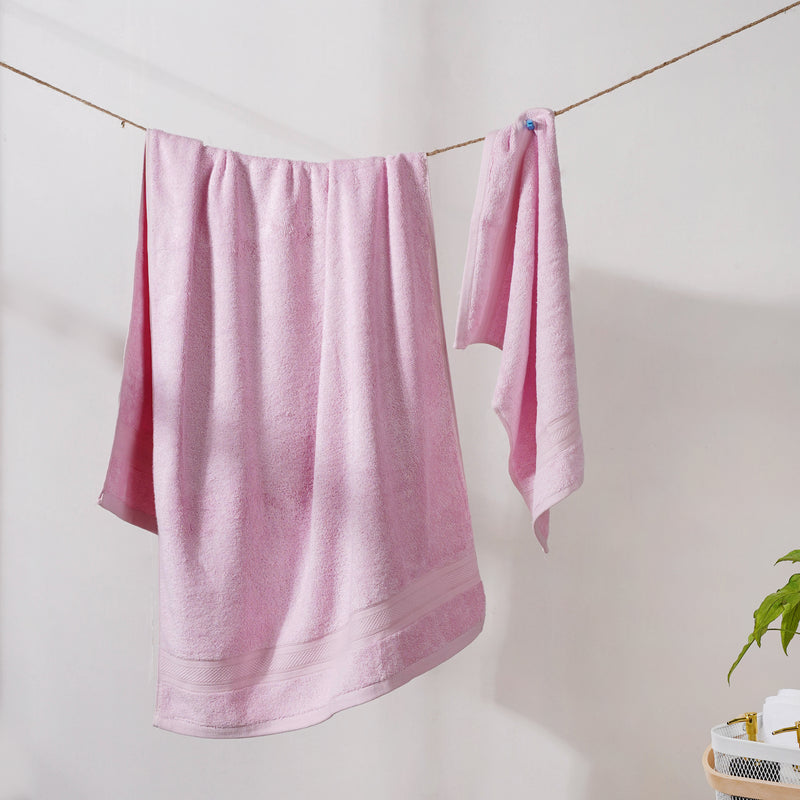 Salty Sea Bamboo Blend Pink Towel Set of 2