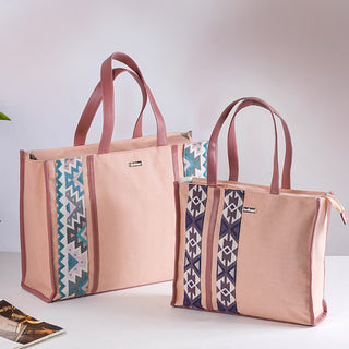 Boho Shopper Bag Pink Set Of 2