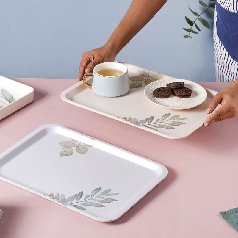 Large Rectangular Tray With Leaves
