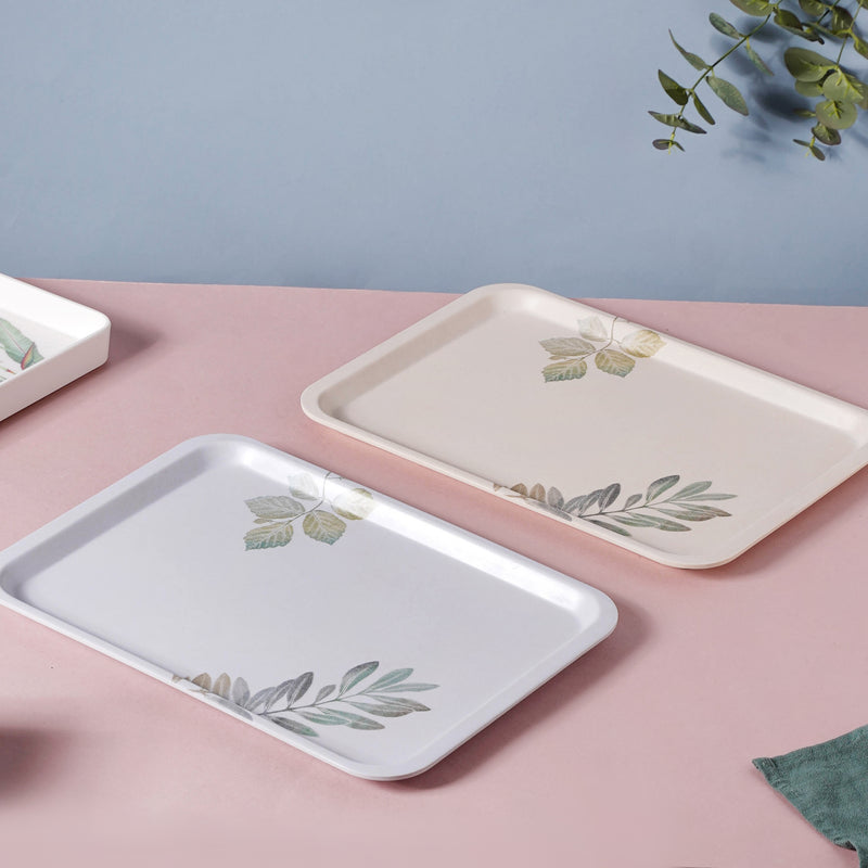 Large Rectangular Tray With Leaves