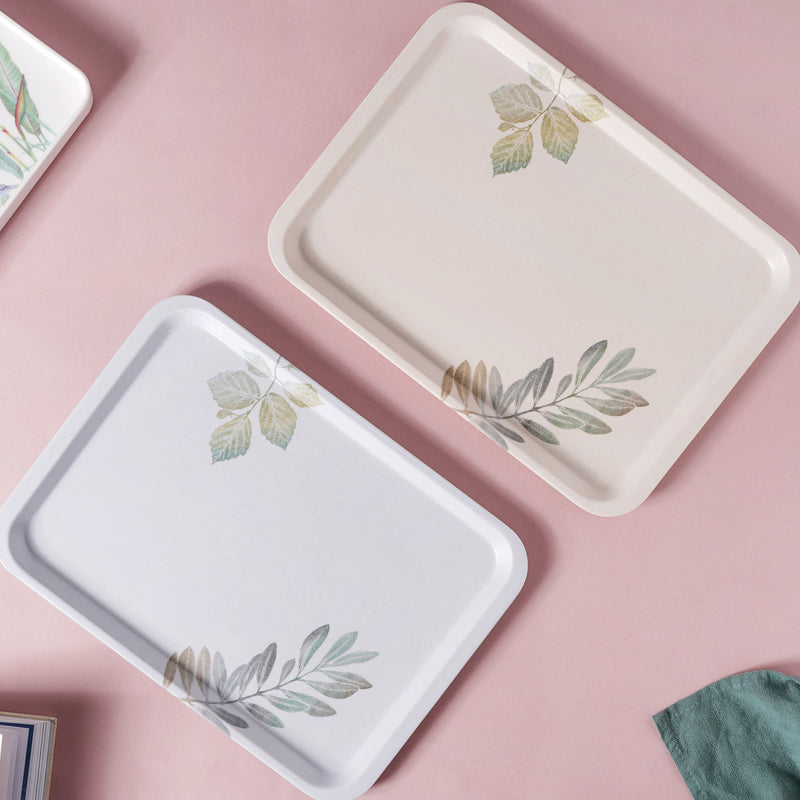 Large Rectangular Tray With Leaves