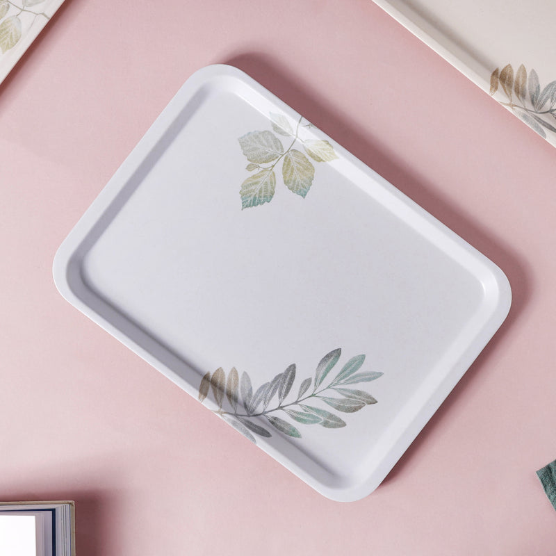 Large Rectangular Tray With Leaves