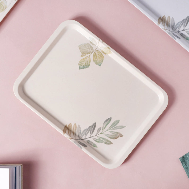 Large Rectangular Tray With Leaves