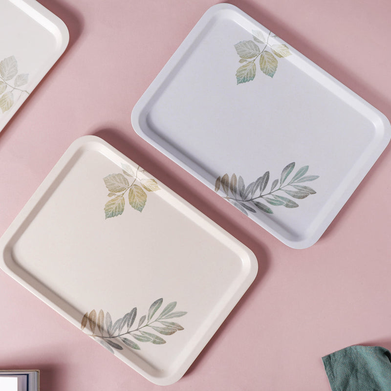 Large Rectangular Tray With Leaves